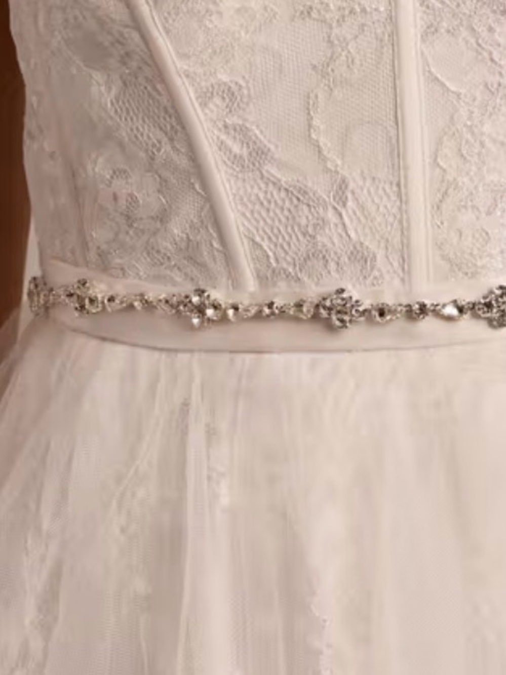 DB Studio Thin Crystal Triangle Sash with Organza Ribbons Style #S2099